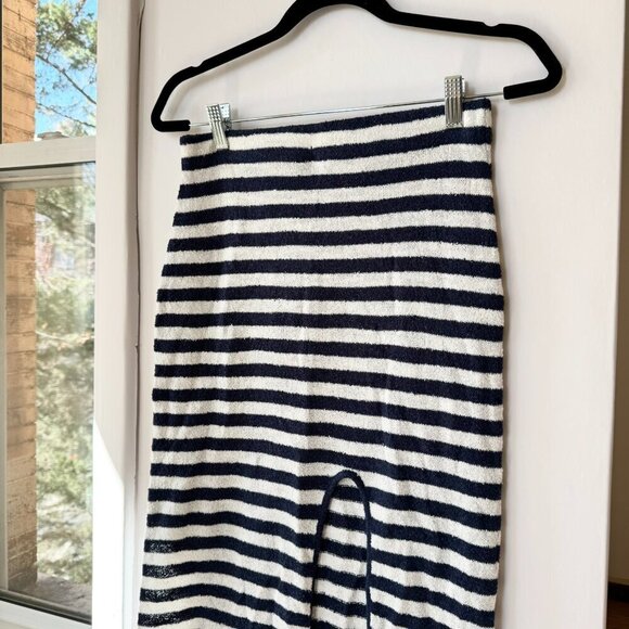 NWT Free People Bailey 3 Piece Sweater Set Skirt Top Terry Navy Blue White - Picture 11 of 16
